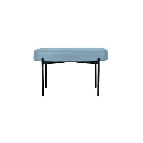 Sitzbank meet® by Paperflow GAIA, oval M, desinfektionsmittelbeständiger Kunstlederbezug blau, 4-Fußgestell mattschwarz, B 790 x T 420 x H 455 mm
