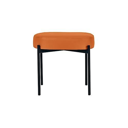 Sitzbank meet® by Paperflow GAIA, oval S, desinfektionsmittelbeständiger Kunstlederbezug orange, 4-Fußgestell mattschwarz, B 490 x T 380 x H 455 mm