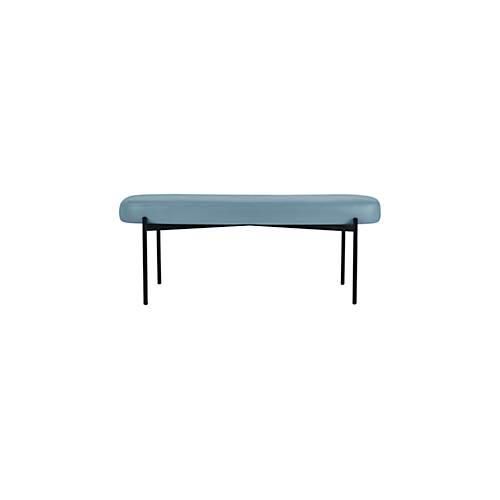 Sitzbank meet® by Paperflow GAIA, oval L, desinfektionsmittelbeständiger Kunstlederbezug blau, 4-Fußgestell mattschwarz, B 1180 x T 420 x H 455 mm