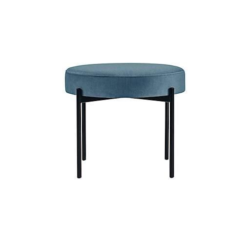 Sitzbank meet by Paperflow GAIA, rund, Samtbezug blau, 4-Fußgestell mattschwarz, B 575 x T 575 x H 455 mm