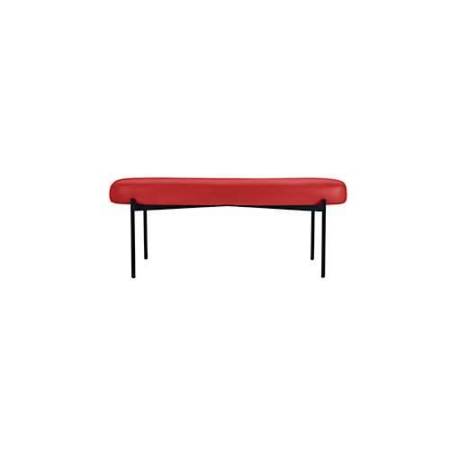 Sitzbank meet by Paperflow GAIA, oval L, desinfektionsmittelbeständiger Kunstlederbezug rot, 4-Fußgestell mattschwarz, B 1180 x T 420 x H 455 mm