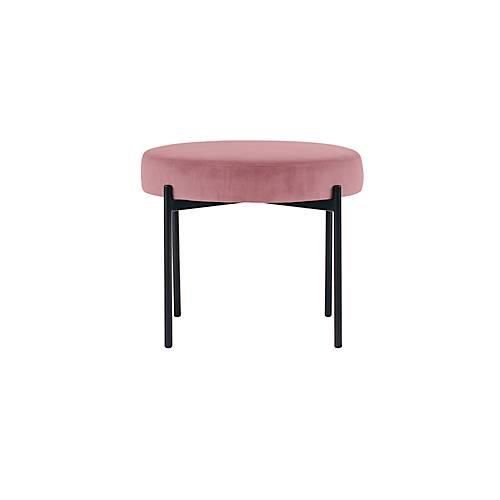 Sitzbank meet® by Paperflow GAIA, rund, Samtbezug rosé, 4-Fußgestell mattschwarz, B 575 x T 575 x H 455 mm