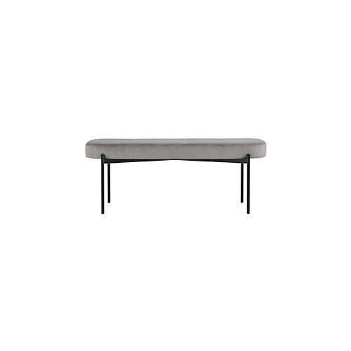 Sitzbank meet® by Paperflow GAIA, oval L, Samtbezug grau, 4-Fußgestell mattschwarz, B 1180 x T 420 x H 455 mm