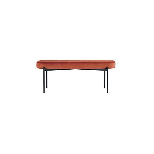Sitzbank meet® by Paperflow GAIA, oval L, Samtbezug rostfarben, 4-Fußgestell mattschwarz, B 1180 x T 420 x H 455 mm
