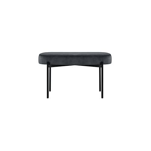 Sitzbank meet® by Paperflow GAIA, oval M, Samtbezug anthrazit, 4-Fußgestell mattschwarz, B 790 x T 420 x H 455 mm