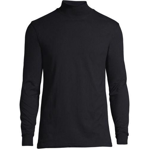 Super-T Stehbundshirt, Classic Fit, Herren,  Schwarz, Baumwolle, by Lands' End