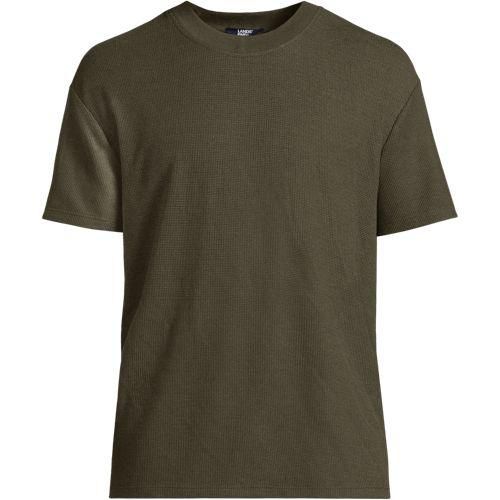 Premium Shirt mit Leinen und Waffelstruktur, Herren,  Grün, Leinen/Polyester-Mischung, by Lands' End