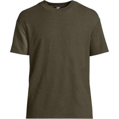 Premium Shirt mit Leinen und Waffelstruktur, Herren,  Grün, Leinen/Polyester-Mischung, by Lands' End
