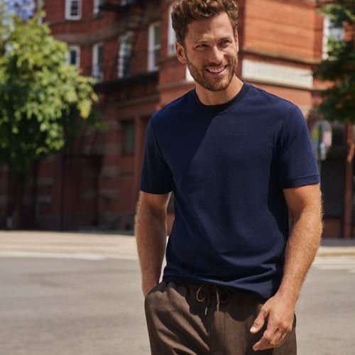 Premium Piqué-Shirt, Herren,  Blau, Baumwolle/Polyester, by Lands' End