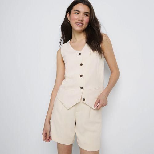 Weste aus Crêpe, Damen,  Weiß, Polyester, by Lands' End