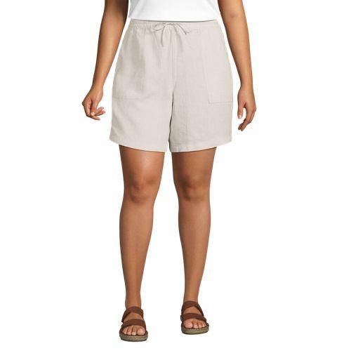 Leinen-Schlupfshorts, Damen,  Beige, Leinen, by Lands' End