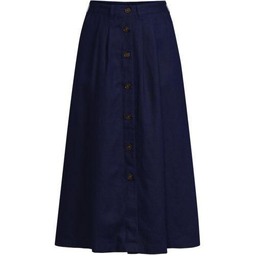 Leinen-Midirock, Damen,  Blau, by Lands' End