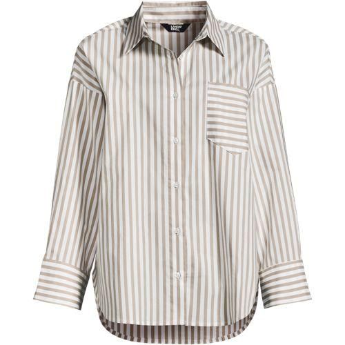 Langarm-Hemdbluse, Damen,  Beige, Baumwolle/Polyester-Mischung, by Lands' End
