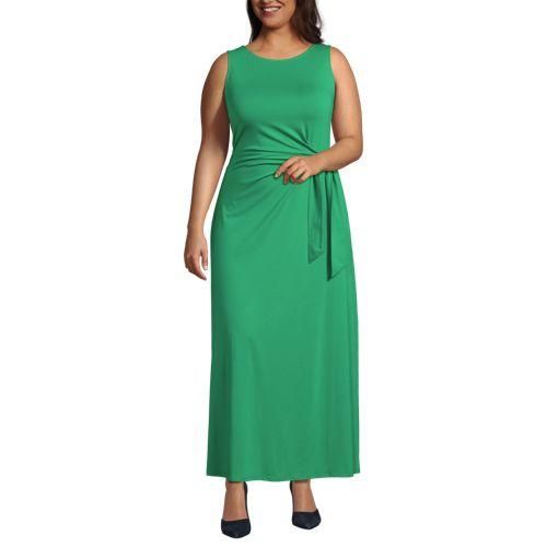 Maxikleid aus Baumwolle/Modal mit Bindeband, Damen,  Grün, Baumwolle Modal, by Lands' End