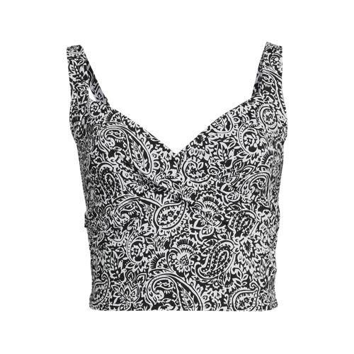 Kurzes Tankinitop mit V-Ausschnitt, Damen,  Schwarz, Elasthan/Nylon-Mischung, by Lands' End