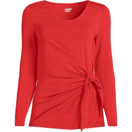 Langarmshirt mit Knotendetail aus Baumwolle/Modal-Mix, Damen,  Orange, Elasthan/Baumwoll-Mischung, by Lands' End