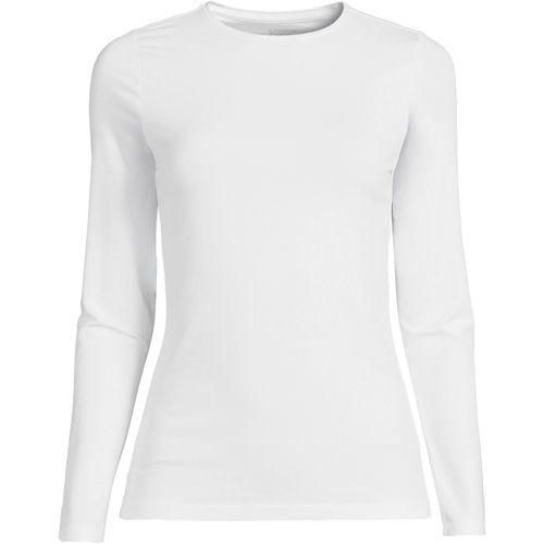 Shirt aus Baumwolle/Modal-Mix mit Rundausschnitt, Damen,  Weiß, Baumwolle Modal, by Lands' End