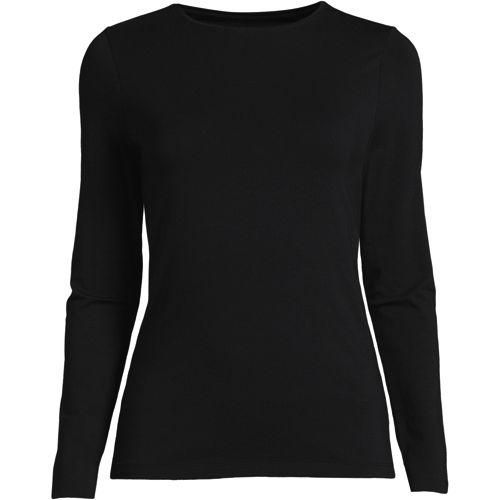 Shirt aus Baumwolle/Modal-Mix mit Rundausschnitt, Damen,  Schwarz, Baumwolle Modal, by Lands' End