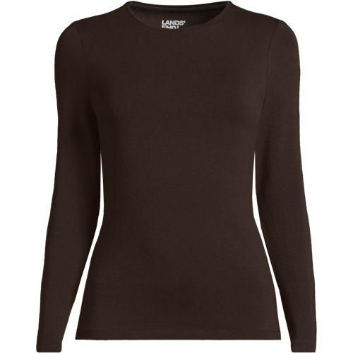 Shirt aus Baumwolle/Modal-Mix mit Rundausschnitt, Damen,  Braun, Baumwolle Modal, by Lands' End