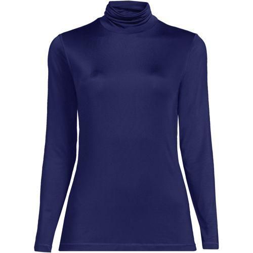 Funktionsshirt mit Rollkragen THERMASKIN, Damen,  Blau, Polyester-Mischung, by Lands' End