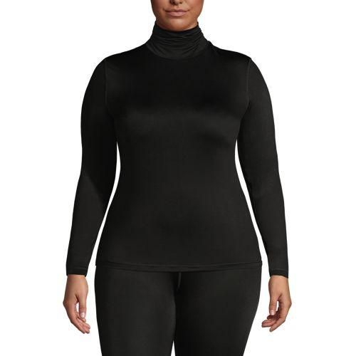 Funktionsshirt mit Rollkragen THERMASKIN, Damen,  Schwarz, Polyester-Mischung, by Lands' End