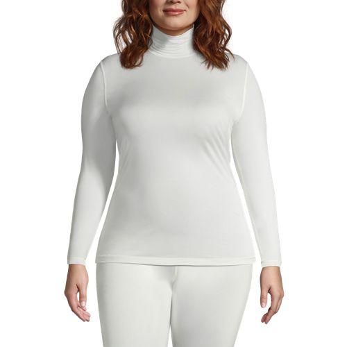 Funktionsshirt mit Rollkragen THERMASKIN, Damen,  Weiß, Polyester-Mischung, by Lands' End