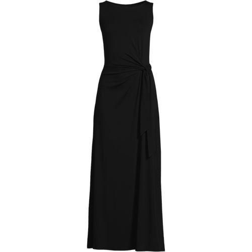 Maxikleid aus Baumwolle/Modal mit Bindeband, Damen,  Schwarz, Baumwolle Modal, by Lands' End