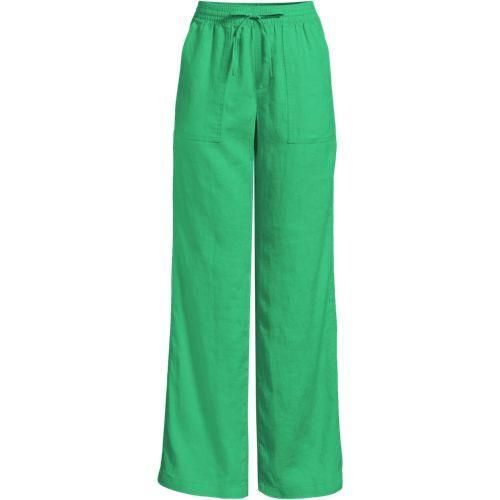 Leinen-Schlupfhose mit weitem Bein, Damen,  Grün, Leinen, by Lands' End
