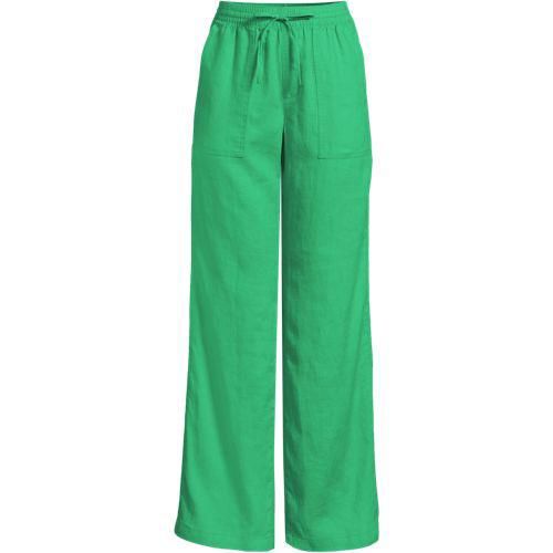 Leinen-Schlupfhose mit weitem Bein, Damen,  Grün, Leinen, by Lands' End