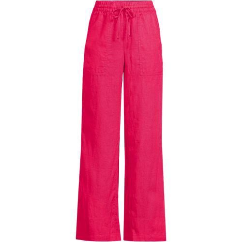 Leinen-Schlupfhose mit weitem Bein, Damen,  Pink, Leinen, by Lands' End