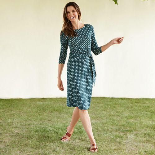 Jerseykleid mit U-Boot-Ausschnitt, Damen,  Grün, Baumwolle Modal, by Lands' End