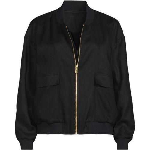 Leinen-Bomberjacke, Damen,  Schwarz, Leinen, by Lands' End
