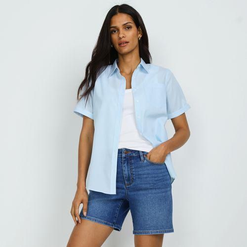 Recover Jeansshorts, Damen,  Blau, Elasthan/Baumwoll-Mischung/Polyester-Mischung, by Lands' End