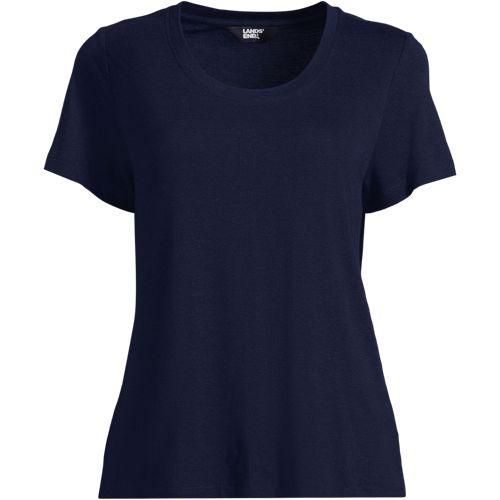 Shirt aus Leinenmix, Damen,  Blau, Leinen/Viskose, by Lands' End