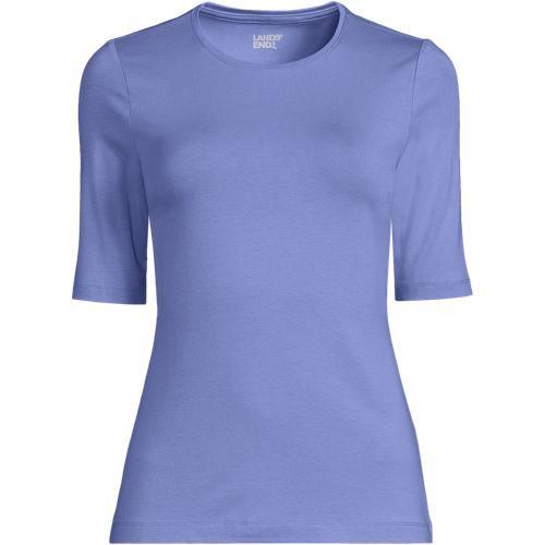 Shirt aus Baumwolle/Modal-Mix mit ellbogenlangen Ärmeln und Rundausschnitt, Damen,  Lila, Baumwolle Modal, by Lands' End