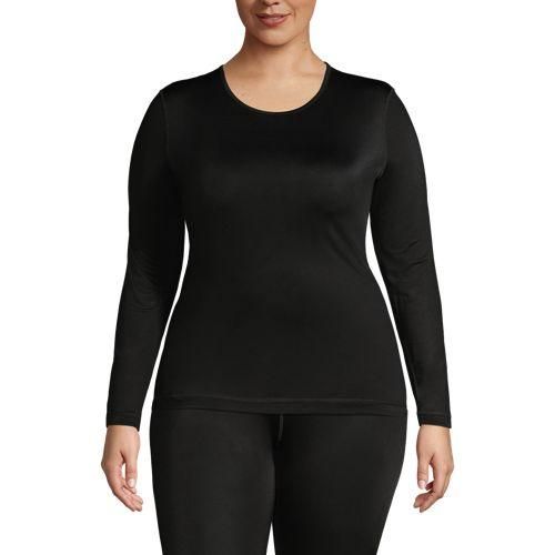 Funktionsshirt THERMASKIN, Damen,  Schwarz, Polyester-Mischung, by Lands' End