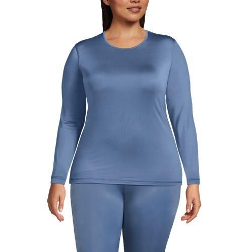 Funktionsshirt THERMASKIN, Damen,  Blau, Polyester-Mischung, by Lands' End