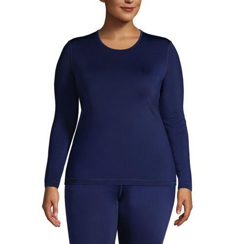 Funktionsshirt THERMASKIN, Damen,  Blau, Polyester-Mischung, by Lands' End