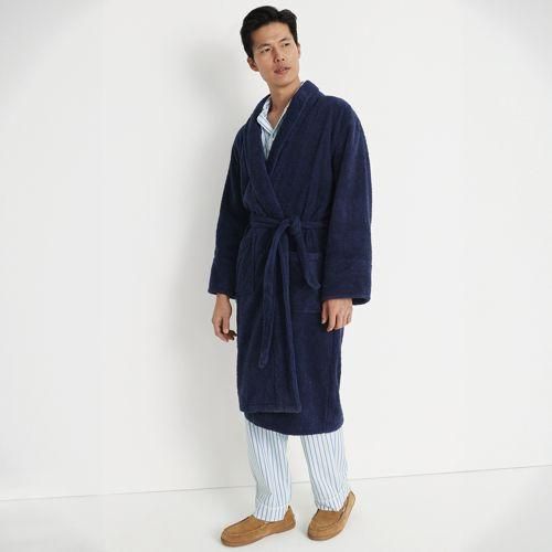 Bademantel aus türkischem Frottee, Herren,  Blau, Baumwolle, by Lands' End
