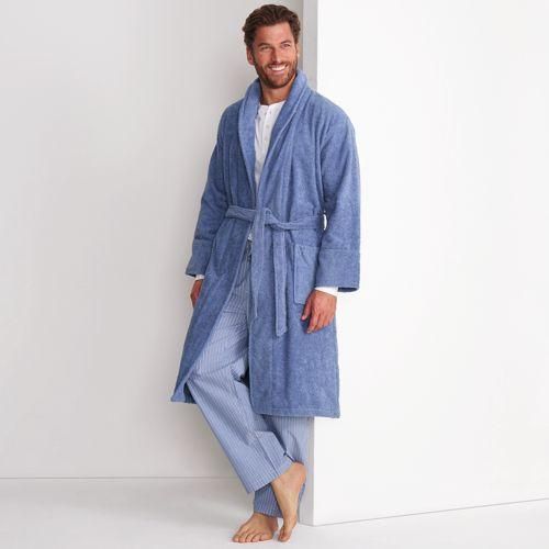 Bademantel aus türkischem Frottee, Herren,  Blau, Baumwolle, by Lands' End