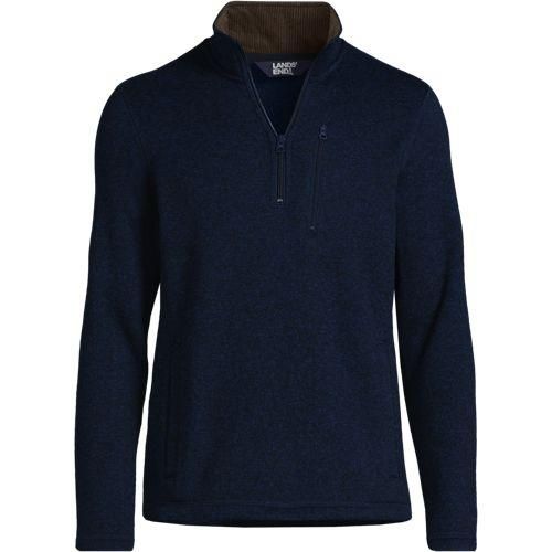 Fleecepullover in Troyerform, Herren,  Blau, Polyester, by Lands' End