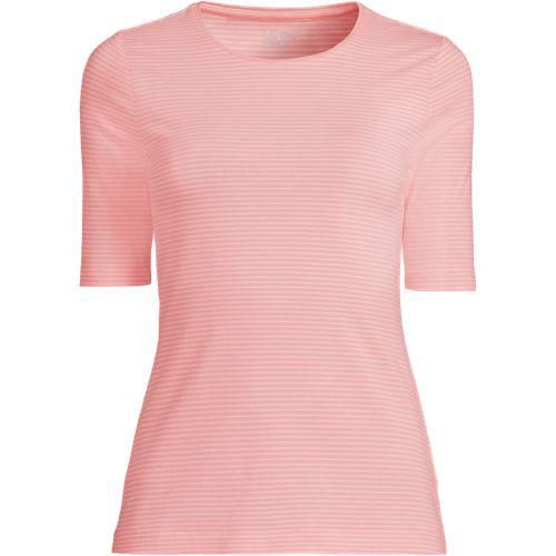 Shirt aus Baumwolle/Modal-Mix mit ellbogenlangen Ärmeln und Rundausschnitt, Damen,  Pink, Baumwolle Modal, by Lands' End