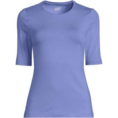 Shirt aus Baumwolle/Modal-Mix mit ellbogenlangen Ärmeln und Rundausschnitt, Damen,  Lila, Baumwolle Modal, by Lands' End