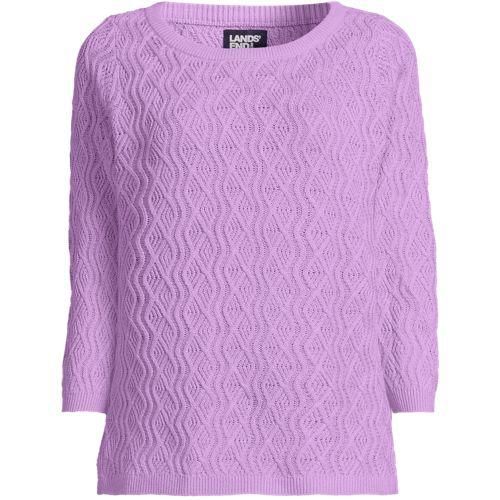 Pullover aus Leinenmix, Damen,  Lila, Baumwolle/Leinen/Baumwoll-Mischung, by Lands' End