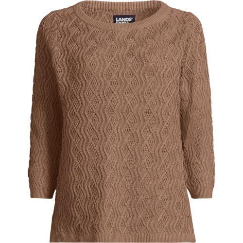 Pullover aus Leinenmix, Damen,  Braun, Baumwolle/Leinen/Baumwoll-Mischung, by Lands' End
