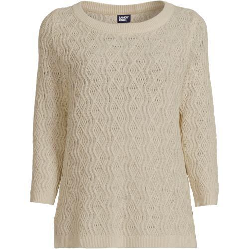 Pullover aus Leinenmix, Damen,  Weiß, Baumwolle/Leinen/Baumwoll-Mischung, by Lands' End