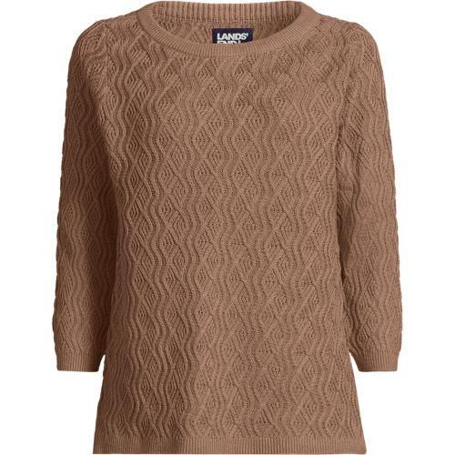 Pullover aus Leinenmix, Damen,  Braun, Baumwolle/Leinen/Baumwoll-Mischung, by Lands' End