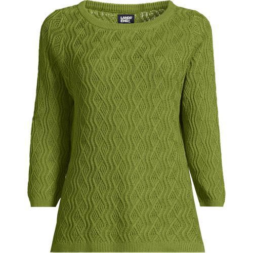 Pullover aus Leinenmix, Damen,  Grün, Baumwolle/Leinen/Baumwoll-Mischung, by Lands' End