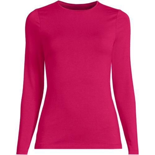 Shirt aus Baumwolle/Modal-Mix mit Rundausschnitt, Damen,  Rot, Baumwolle Modal, by Lands' End