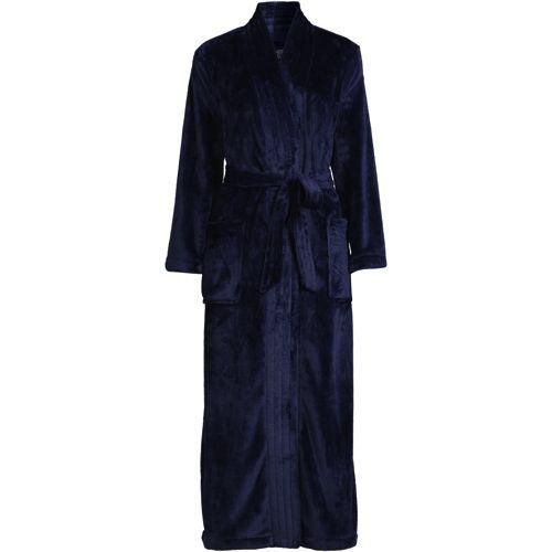 Bademantel aus Plüsch-Fleece, Damen,  Blau, Polyester, by Lands' End